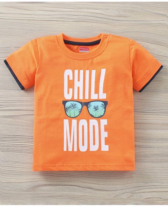 Babyhug Half Sleeves Tee and Shorts Set Text Print - Orange Navy