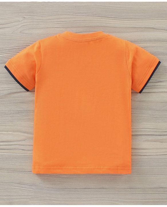 Babyhug Half Sleeves Tee and Shorts Set Text Print - Orange Navy