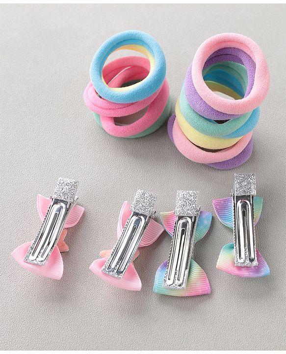 Babyhug Free Size Hair Clips & Bands Set - Multicolor