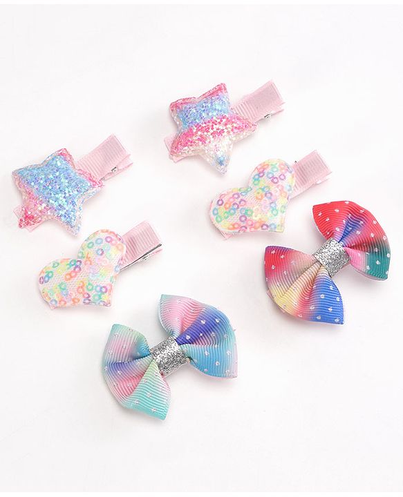 Babyhug Hair Pins And Clips Pack of 6 - Multicolor