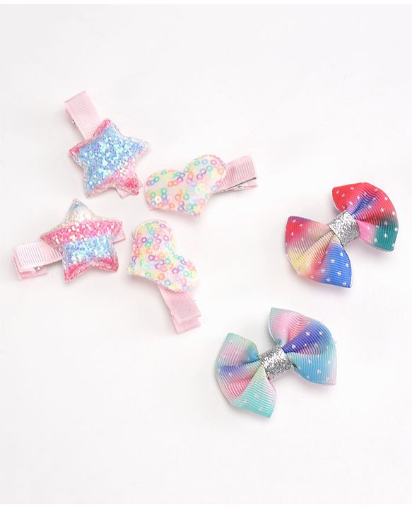 Babyhug Hair Pins And Clips Pack of 6 - Multicolor