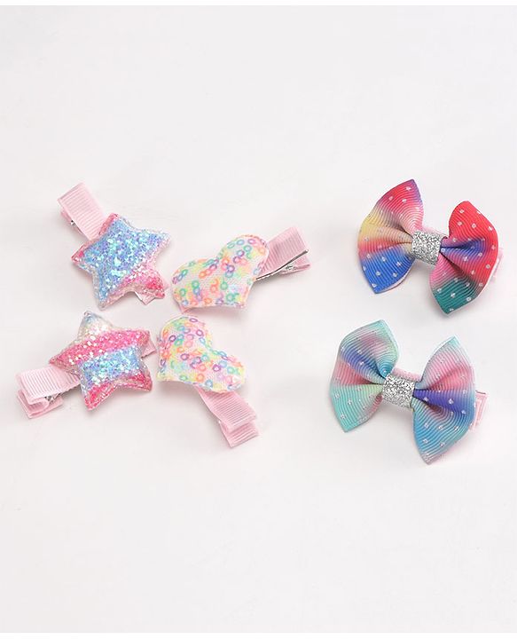 Babyhug Hair Pins And Clips Pack of 6 - Multicolor
