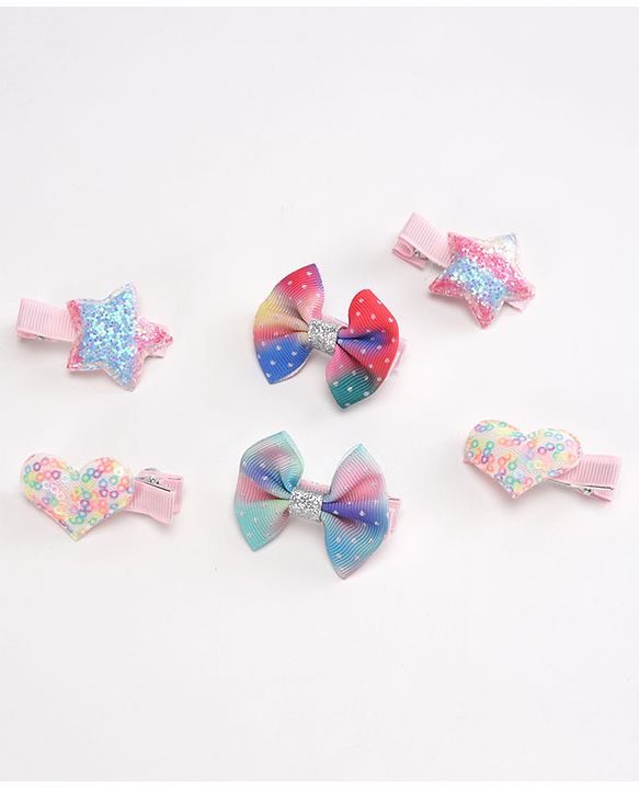 Babyhug Hair Pins And Clips Pack of 6 - Multicolor