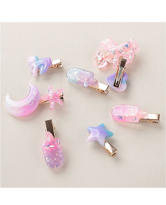 Babyhug Hair Pins And Clips Free Size Pack of 8 - Multicolor