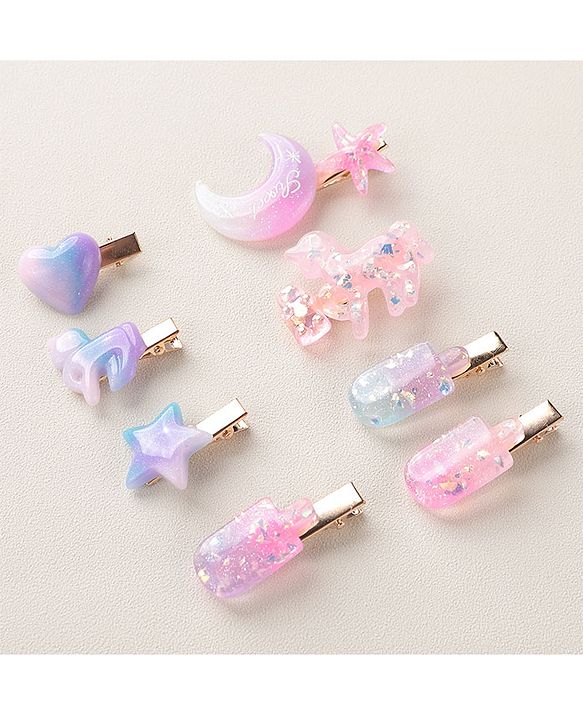 Babyhug Hair Pins And Clips Free Size Pack of 8 - Multicolor