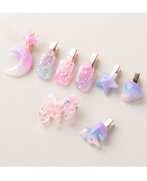Babyhug Hair Pins And Clips Free Size Pack of 8 - Multicolor