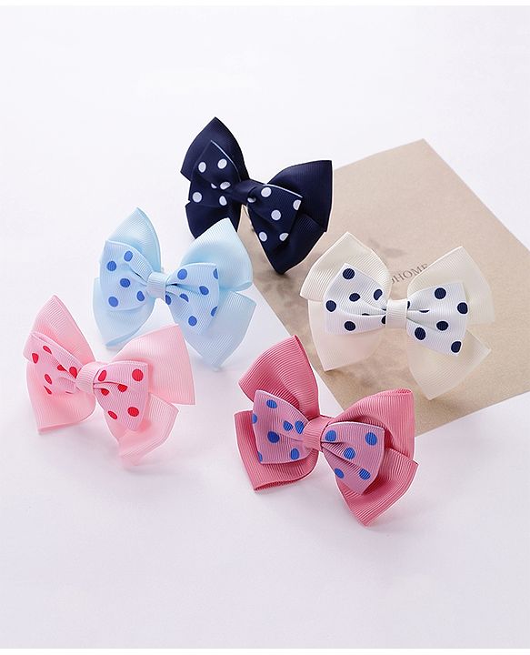 Pine Kids Bow & Butterfly Clips Pack of 5 - Multicolor
