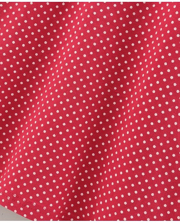 Babyhug Cotton Lycra Short Sleeves Nighty Polka Dot Print - Pink