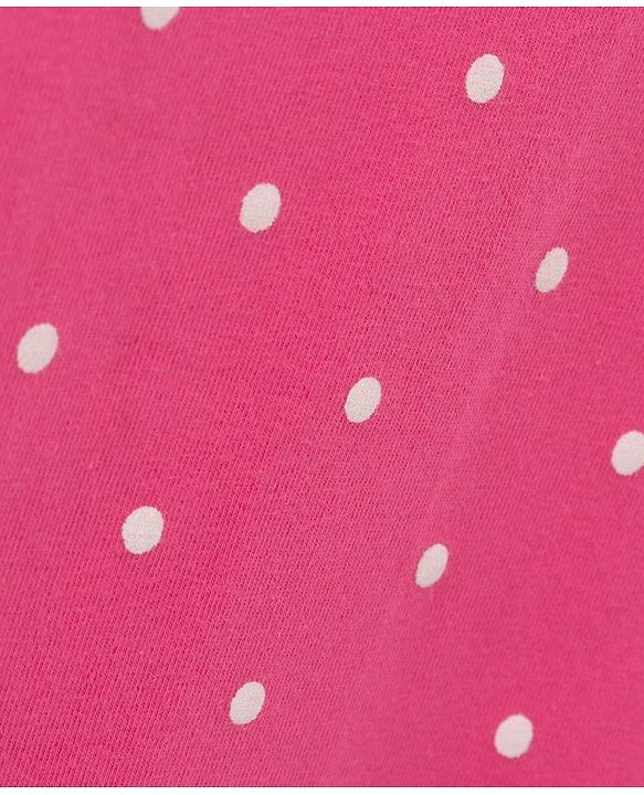 Babyhug Cotton Knit Half Sleeves Polka Dots Print Nighty - Pink