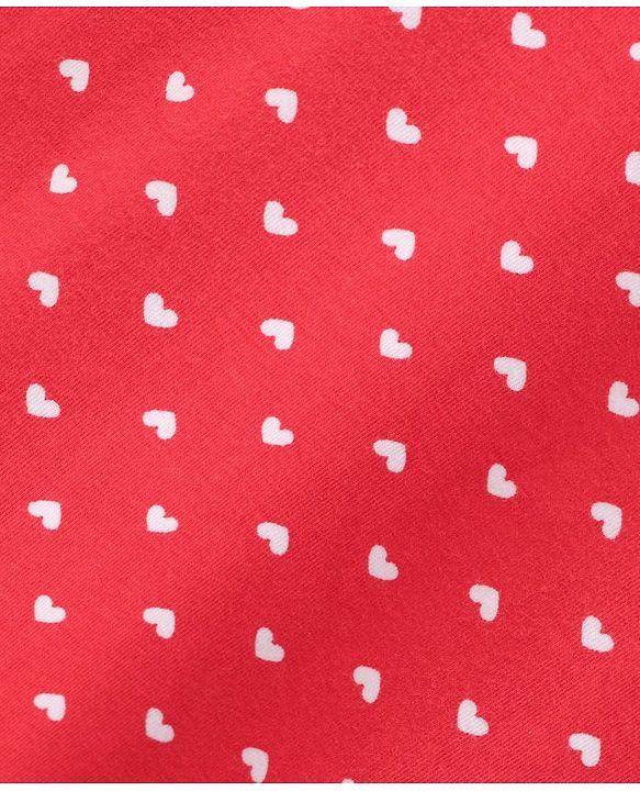Babyhug Cotton Knit Short Sleeves Heart Print Baby Gown - Red