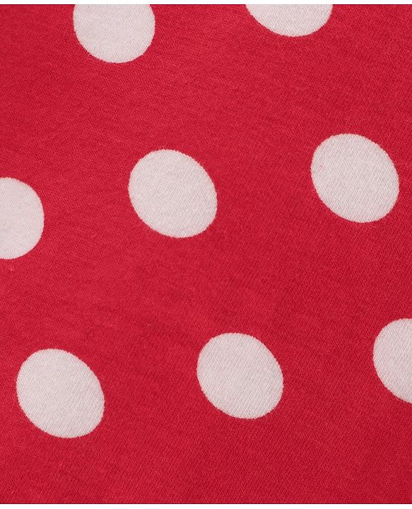 Babyhug Cotton Knit Short Sleeves Polka Dots Print Baby Gown - Red