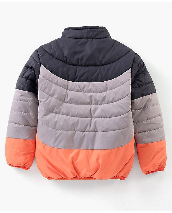 Babyhug Full Sleeves Color Block Quilted Jacket - Multicolour