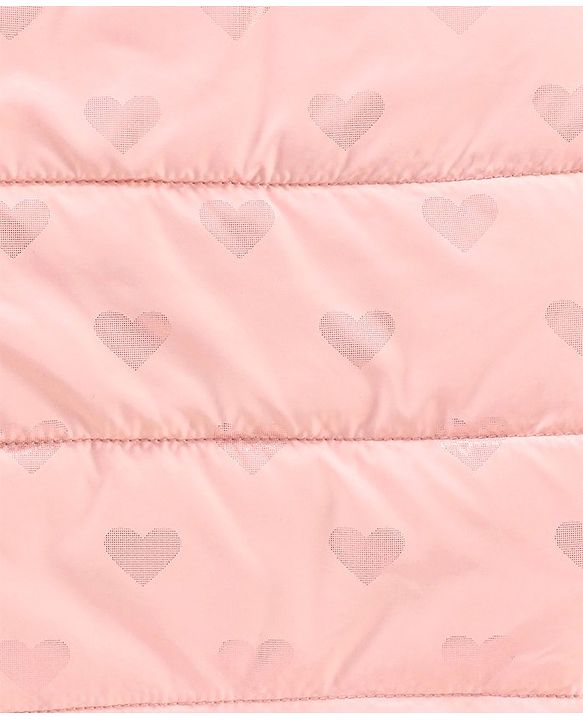 Babyhug Full Sleeves Hooded Winter Jacket Heart Print - Pink
