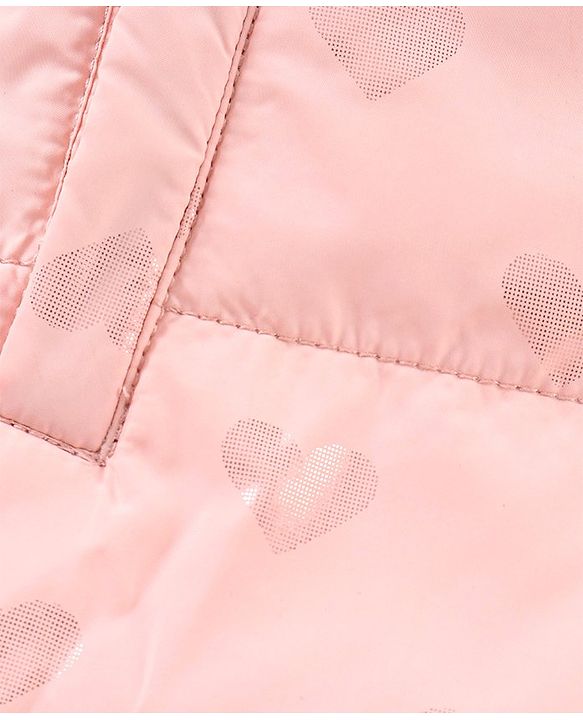 Babyhug Full Sleeves Hooded Winter Jacket Heart Print - Pink