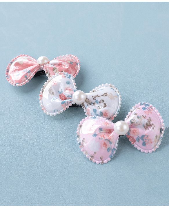 Babyhug Bow Design & Floral Printed Snap Clips Pack of 9 -Multicolor