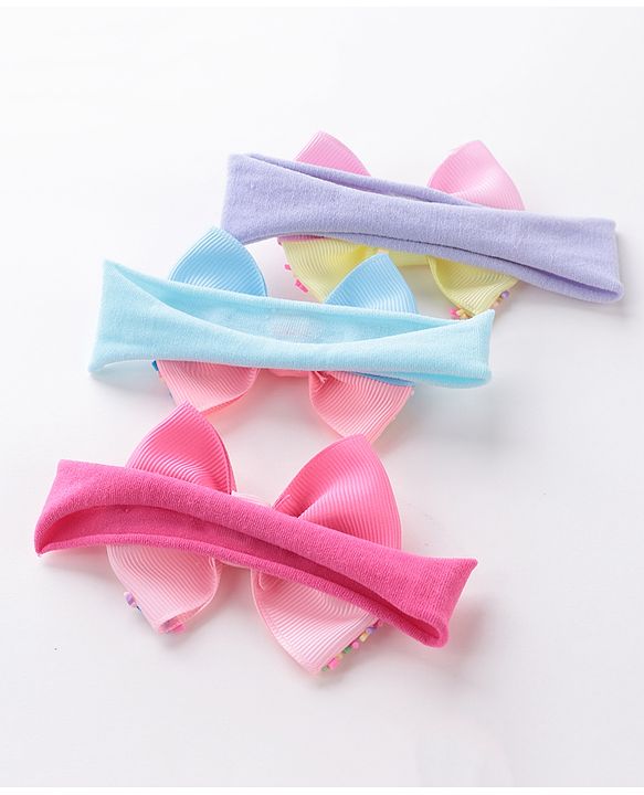 Babyhug Headbands With Bow Applique Free Size Pack of 3 - Multicolor
