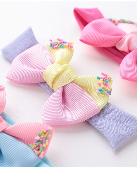 Babyhug Headbands With Bow Applique Free Size Pack of 3 - Multicolor