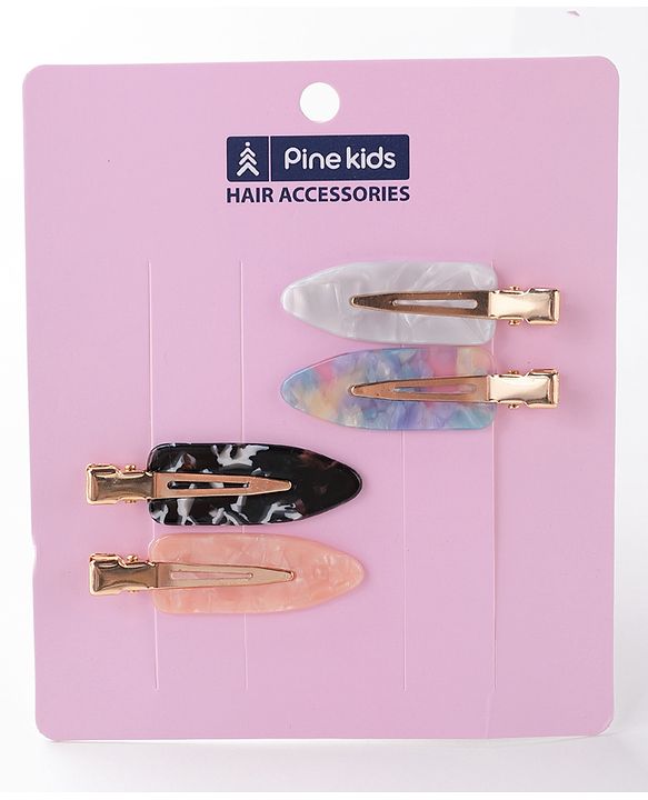 Pine Kids Printed Free Size Hair Pins Pack of 4 - Multicolor
