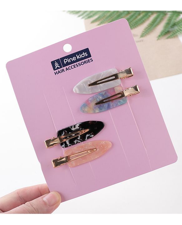 Pine Kids Printed Free Size Hair Pins Pack of 4 - Multicolor