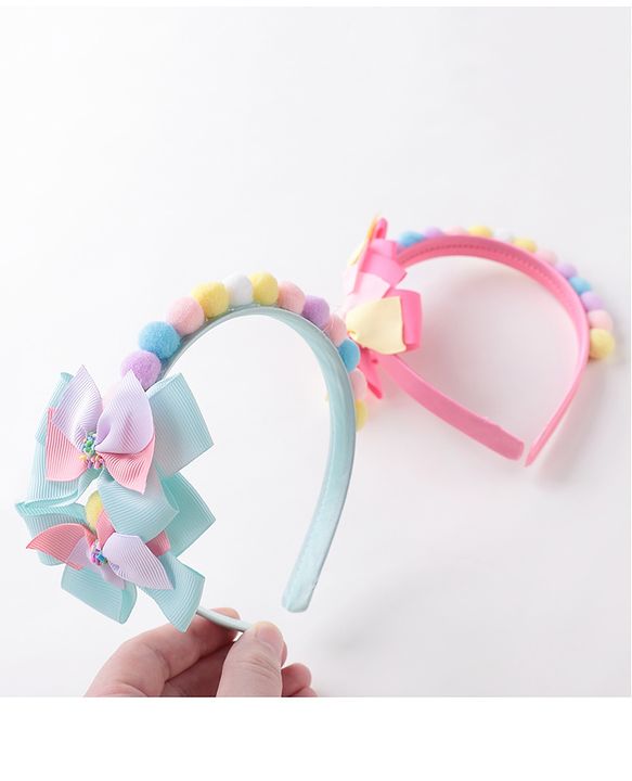 Babyhug Hair Bands With Bow Applique Free Size Pack of 2- Multicolor