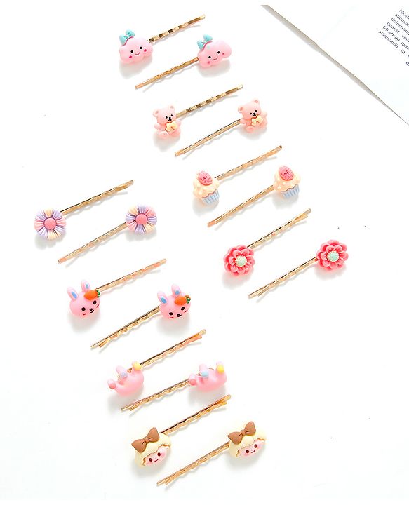 Babyhug Floral Hair Pins Pack of 16 - Multicolor