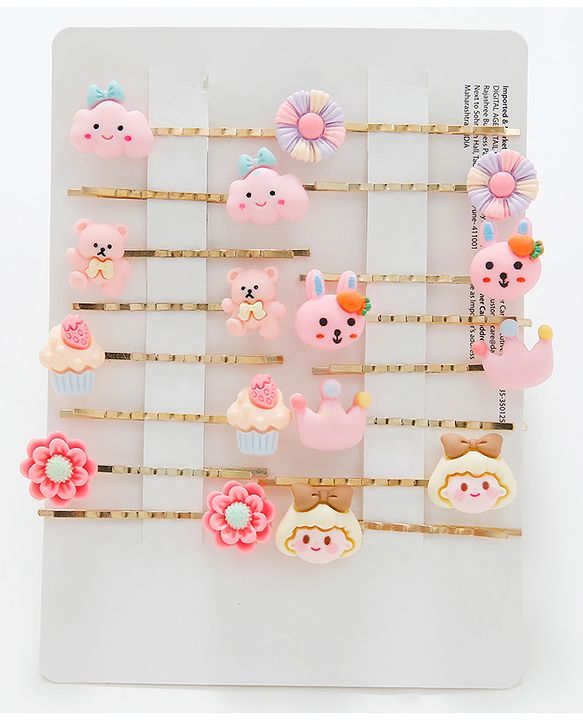 Babyhug Floral Hair Pins Pack of 16 - Multicolor