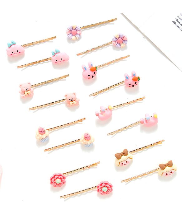 Babyhug Floral Hair Pins Pack of 16 - Multicolor