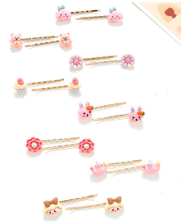 Babyhug Floral Hair Pins Pack of 16 - Multicolor