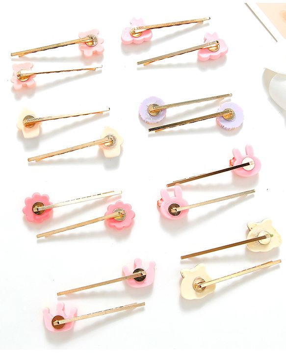 Babyhug Floral Hair Pins Pack of 16 - Multicolor
