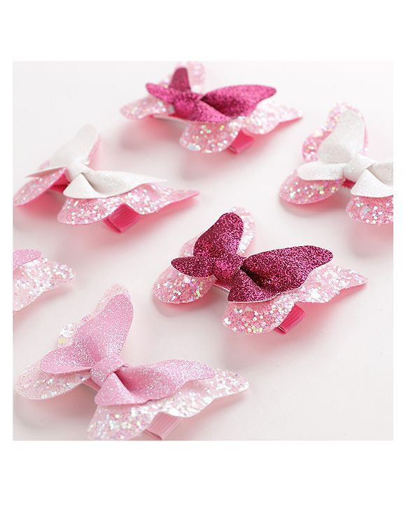 Pine Kids Bow & Butterfly Clips Set of 6 - Multicolor