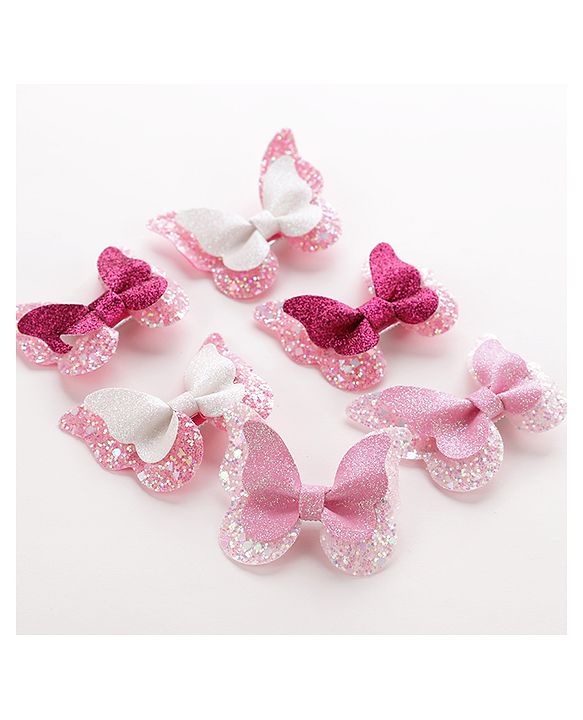 Pine Kids Bow & Butterfly Clips Set of 6 - Multicolor