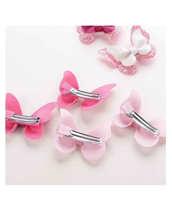 Pine Kids Bow & Butterfly Clips Set of 6 - Multicolor