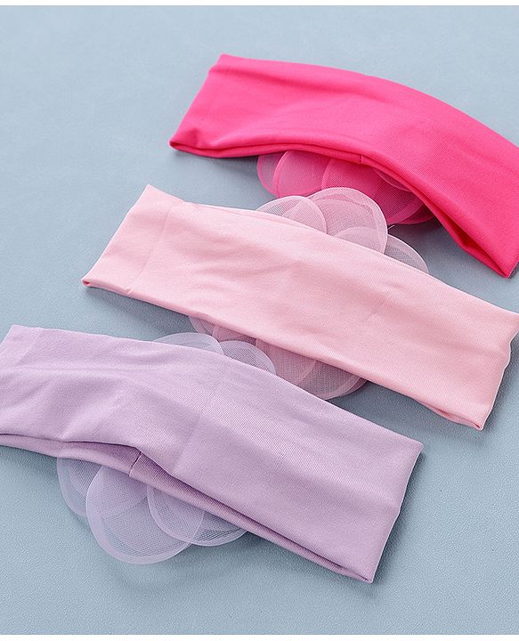 Babyhug Flower Headbands Pack Of 3 - Pink