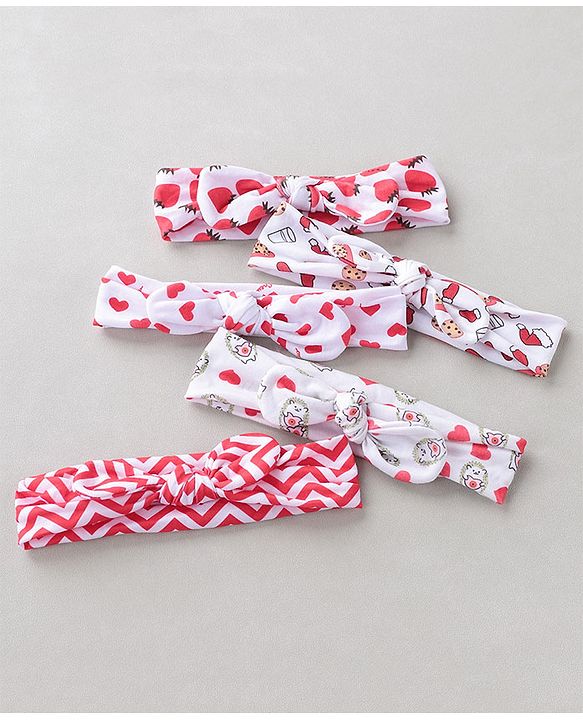 Babyhug Headbands Strawberry Print Pack Of 5 - White