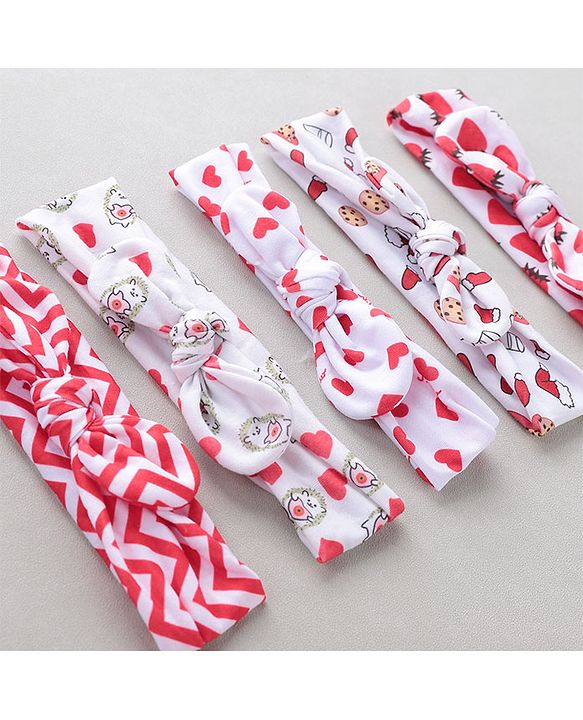 Babyhug Headbands Strawberry Print Pack Of 5 - White