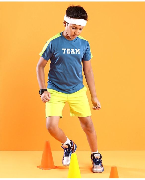 Pine Active Half Sleeves Team Printed T Shirt - Blue Green