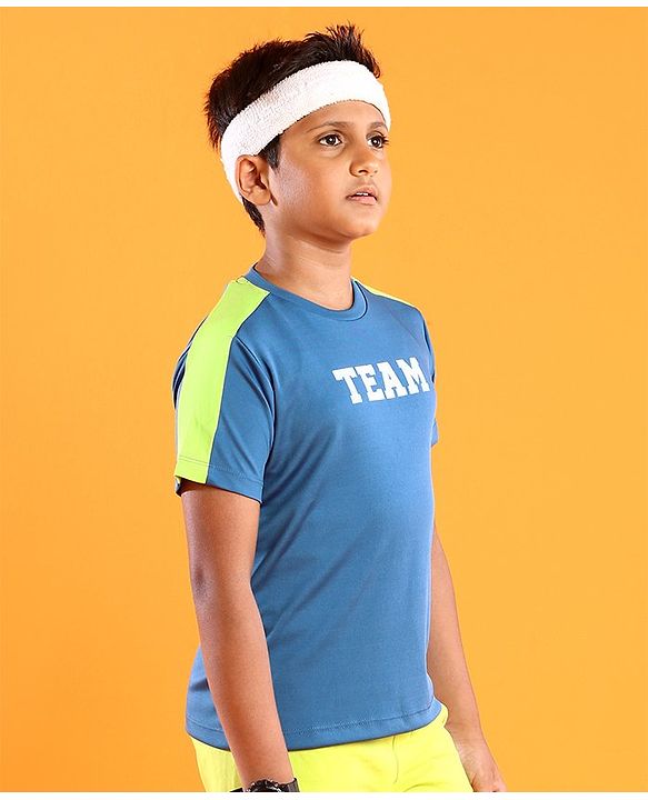 Pine Active Half Sleeves Team Printed T Shirt - Blue Green