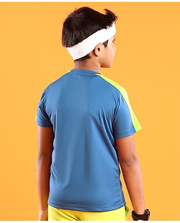 Pine Active Half Sleeves Team Printed T Shirt - Blue Green