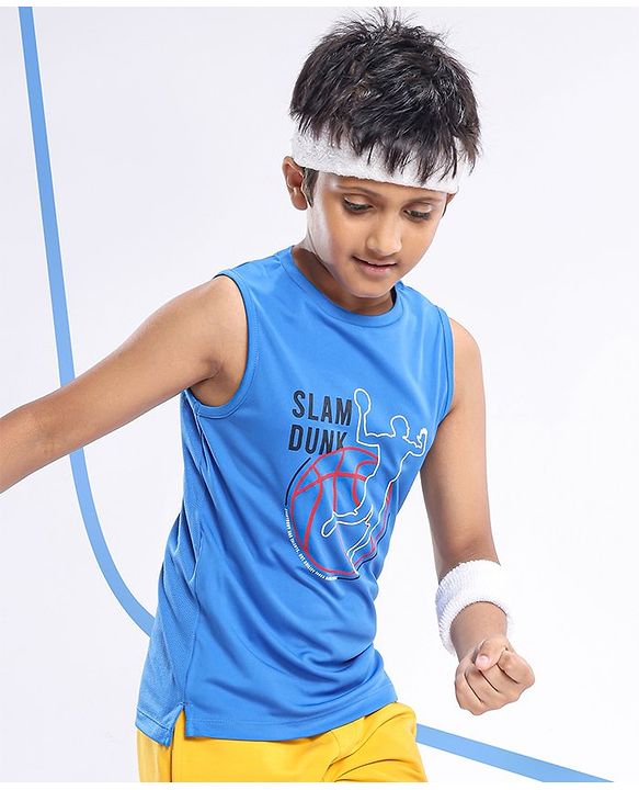 Pine Active Knit Sleeveless Text Printed T Shirt - Multicolour