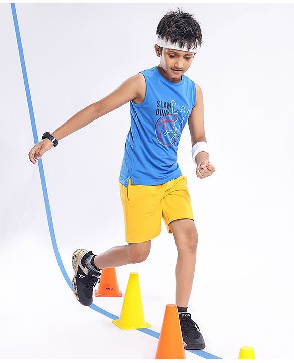 Pine Active Knit Sleeveless Text Printed T Shirt - Multicolour