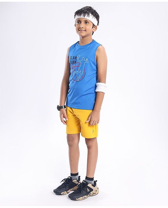Pine Active Knit Sleeveless Text Printed T Shirt - Multicolour