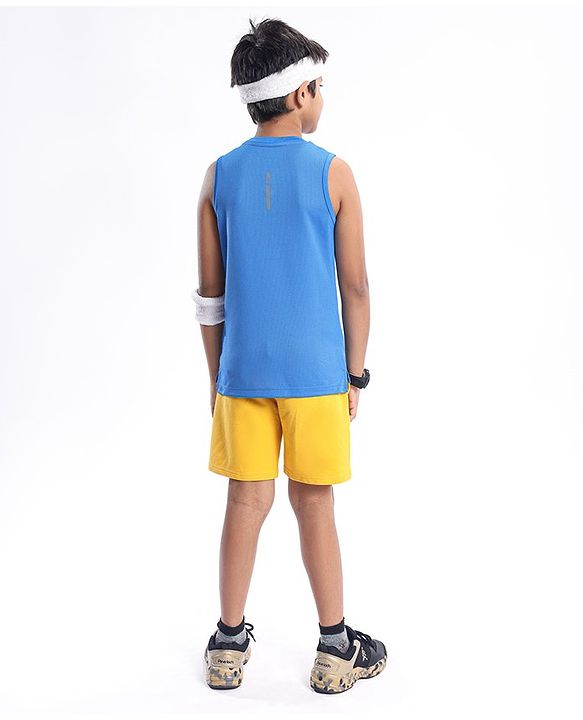 Pine Active Knit Sleeveless Text Printed T Shirt - Multicolour