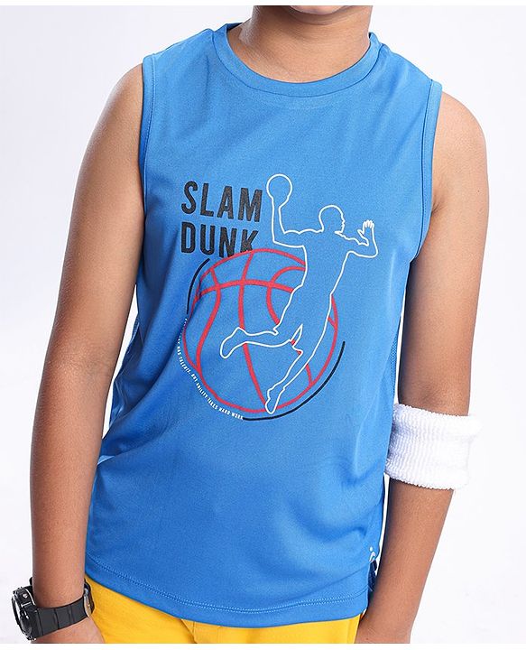 Pine Active Knit Sleeveless Text Printed T Shirt - Multicolour