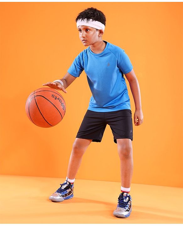Pine Active Skin Friendly & Breathable Sportswear Half Sleeves T-shirt Solid - Blue