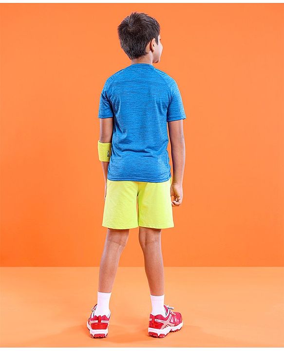 Pine Active Skin Friendly Knitted Half Sleeves Sportswear T-Shirt Lines Print - Blue