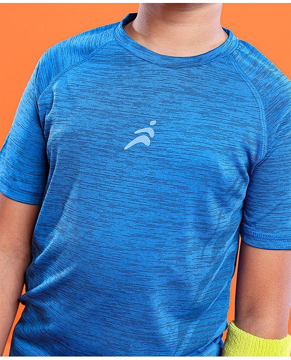Pine Active Skin Friendly Knitted Half Sleeves Sportswear T-Shirt Lines Print - Blue