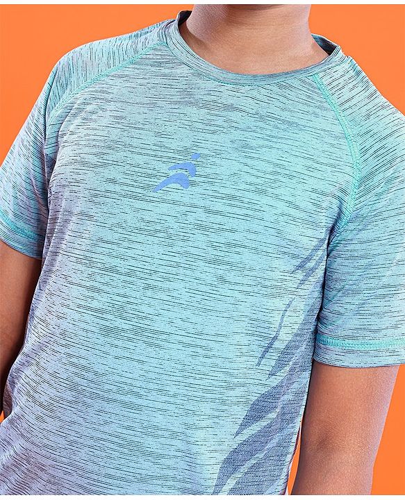 Pine Active Skin Friendly Knitted Half Sleeves Sportswear T-Shirt Lines Print - Blue
