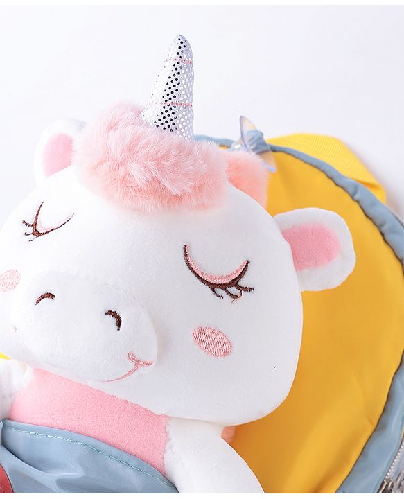 Babyhug Unicorn Soft Toy Backpack - Yellow