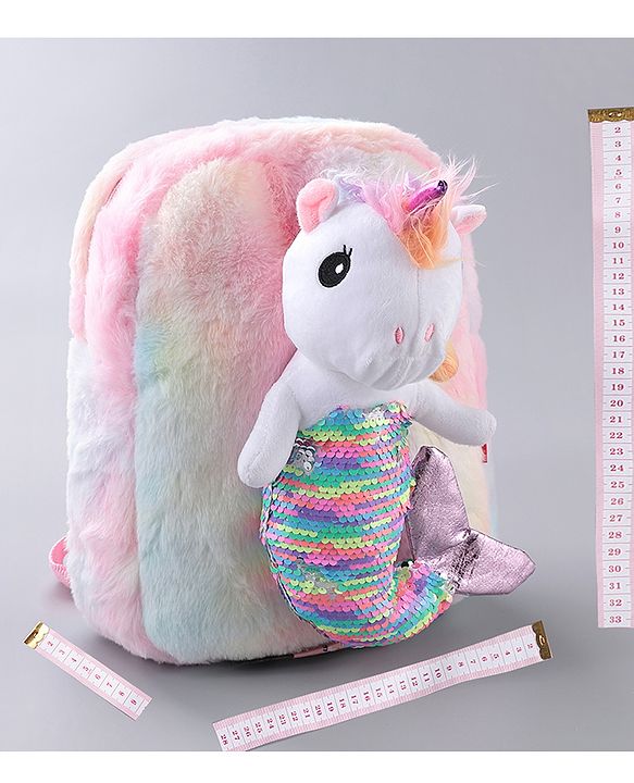 Babyhug Unicorn Fashion Backpack Free Size White- 13 Inches