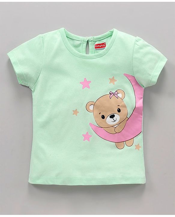 Babyhug Cotton Half Sleeves Night Suit Bear Print - Blue